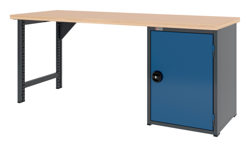 System-Werkbank 2000 mm mit 1 Werkbankfuß und Flügeltüren-Unterbauschrank 8.6
