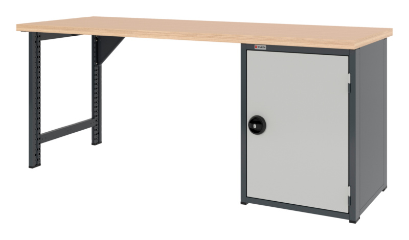 System-Werkbank 2000 mm mit 1 Werkbankfuß und Flügeltüren-Unterbauschrank 8.6
