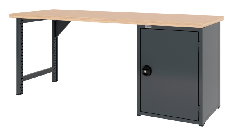 System-Werkbank 2000 mm mit 1 Werkbankfuß und Flügeltüren-Unterbauschrank 8.6