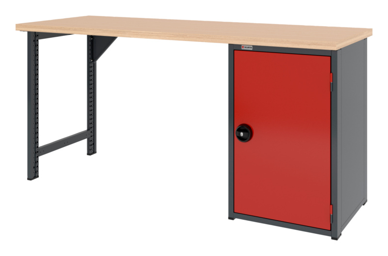 System-Werkbank 2000 mm mit 1 Werkbankfuß und Flügeltüren-Unterbauschrank 8.6