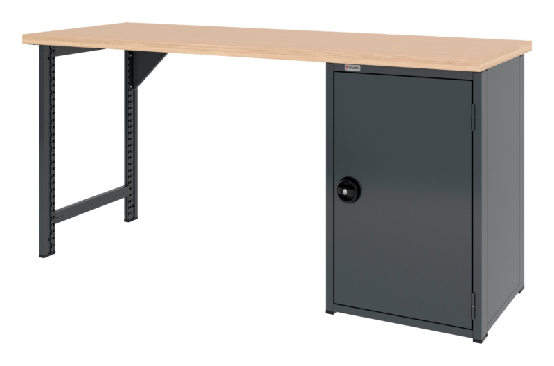 System-Werkbank 2000 mm mit 1 Werkbankfuß und Flügeltüren-Unterbauschrank 8.6