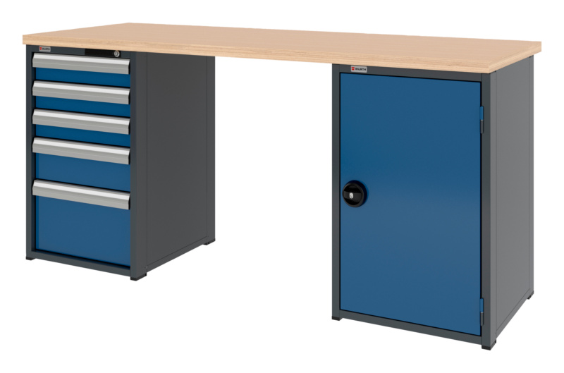 System-Werkbank WRKBANK-2SHRNK-5SL1FT-2000-H955-RAL5010