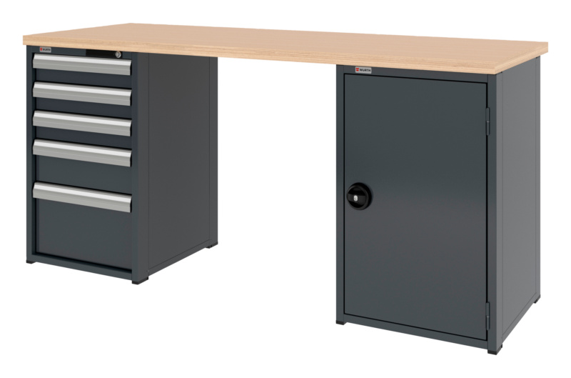 System-Werkbank WRKBANK-2SHRNK-5SL1FT-2000-H955-RAL7016