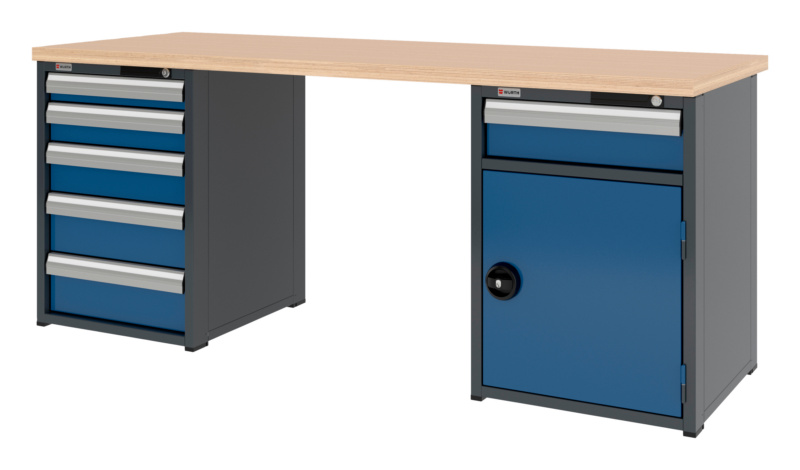 System-Werkbank WRKBANK-2SHRNK-6SL1FT-2000-H835-RAL5010