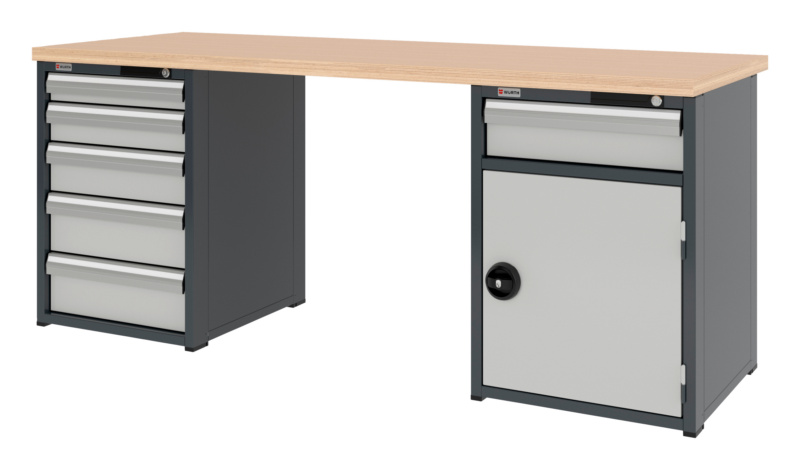 System-Werkbank WRKBANK-2SHRNK-6SL1FT-2000-H835-RAL7035