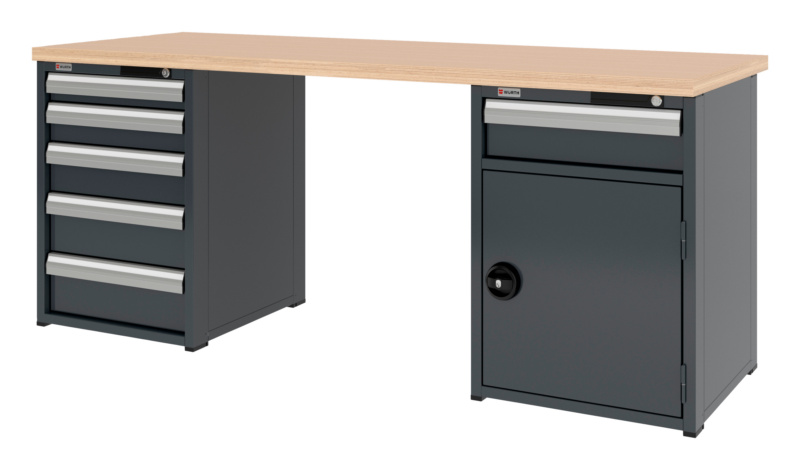 System-Werkbank WRKBANK-2SHRNK-6SL1FT-2000-H835-RAL7016