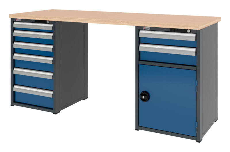 System-Werkbank WRKBANK-2SHRNK-8SL1FT-2000-H955-RAL5010