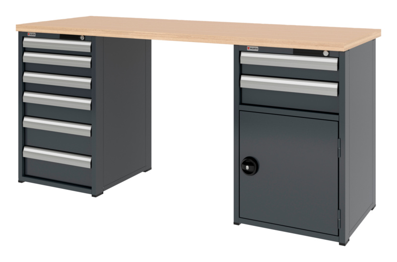 System-Werkbank WRKBANK-2SHRNK-8SL1FT-2000-H955-RAL7016