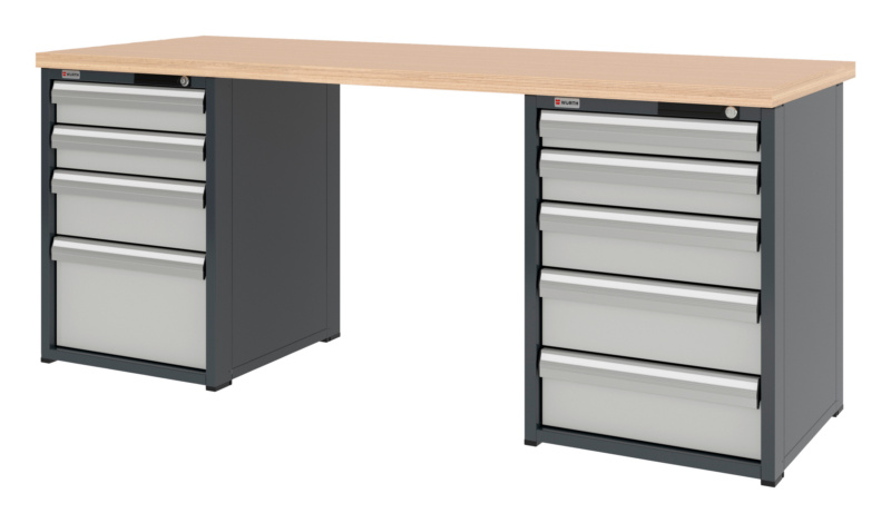 System-Werkbank 2000 mm mit 2 Schubladen-Unterbauschränken 8.6