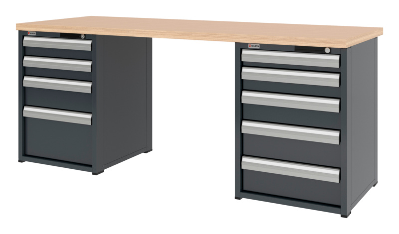 System-Werkbank 2000 mm mit 2 Schubladen-Unterbauschränken 8.6
