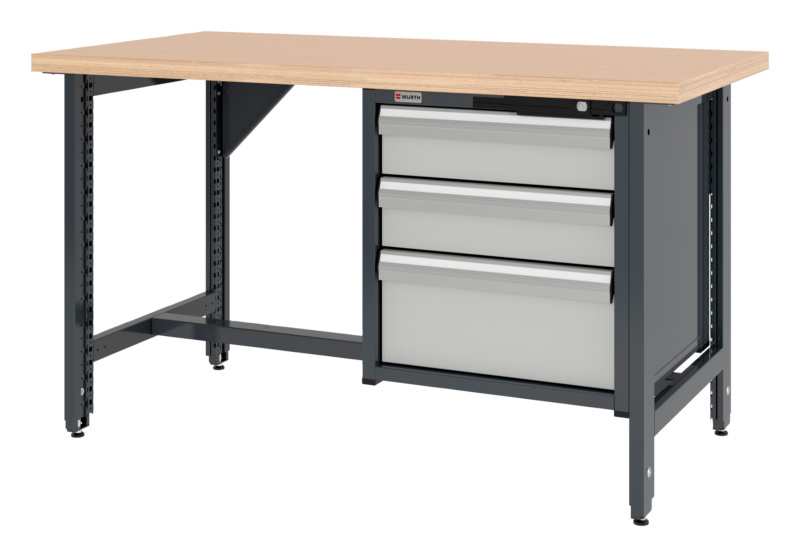 System-Werkbank WRKBANK-EINSTL-2FU-SHRNK-3SL-1500-R7035
