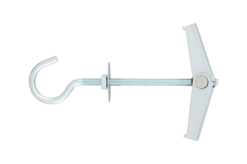 Federklappdübel Typ W-FKH M 3 mit Scheibe, Mutter und Haken, Stahl verzinkt