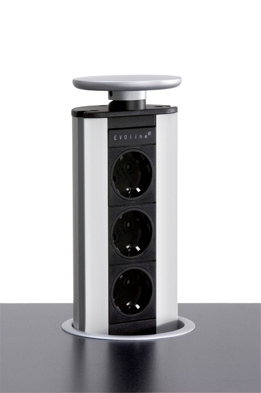 Einbausteckdosenleiste ST1 STEDOLST-TI-ST1-SILBER-KBL/3M-3DOSEN