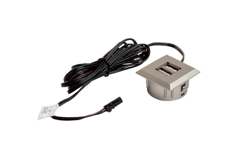 USB-Doppelsteckdose 12V aus Kunststoff im rechteckigen Design