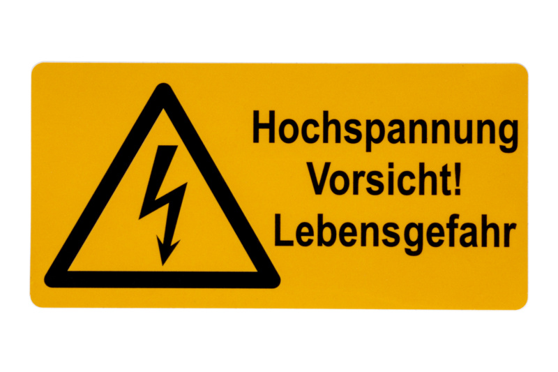 Warnschild-Hochspannung Vorsicht Lebensgefahr ETIK-KLEB-HOCHSPNUNG-ESS-(105X52MM