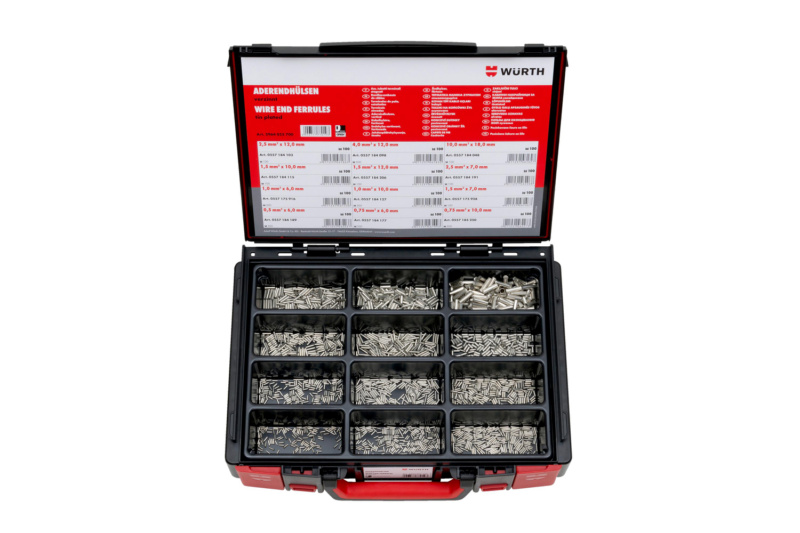 Aderendhülsen unisoliert Sortiment 1.200 Teile 1.200-teilig im System-Koffer