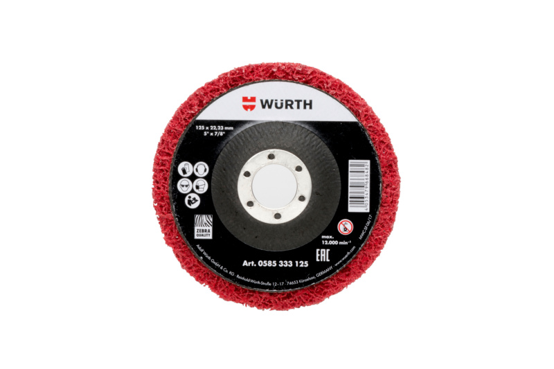 SHLFSHB-NYLVLI-ROT-D125MM Ø 125 x 22,23 / 5" mit Gewebeteller Nylon-Fleece Disc