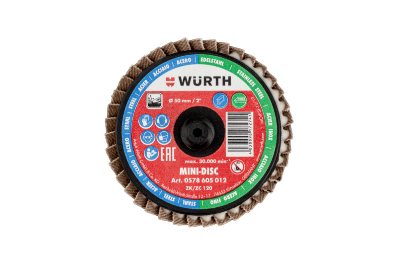 Lamellenfächerscheibe Mini-Disc Zirkonkorund Ø 50 mm