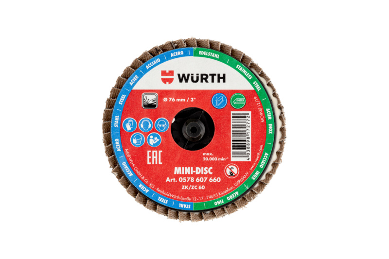 Lamellenfächerscheibe Mini-Disc Zirkonkorund Ø 76 mm