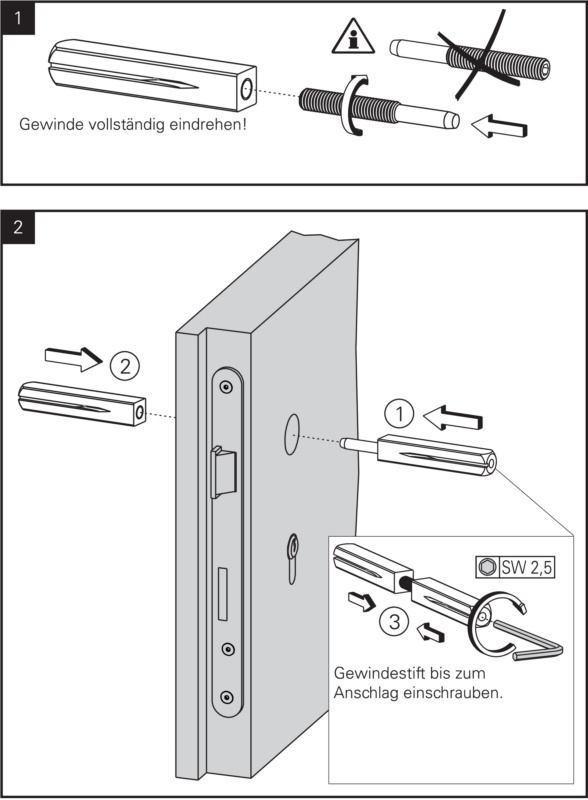 Panikstift geteilt 9 mm mit Stirnseitiger Bohrung und Längsnut