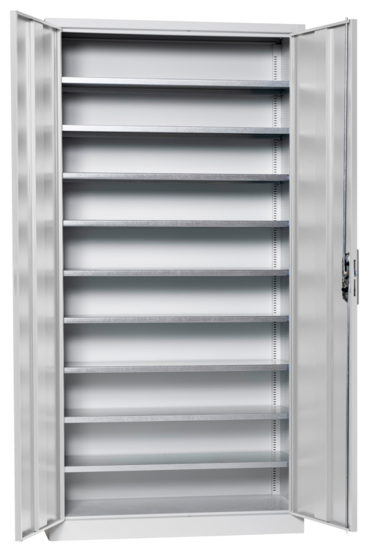 Flügeltürenschrank Tiefe 420 mm FLGTRSHRNK-LGRBOX-SLB-FB415-RAL7035