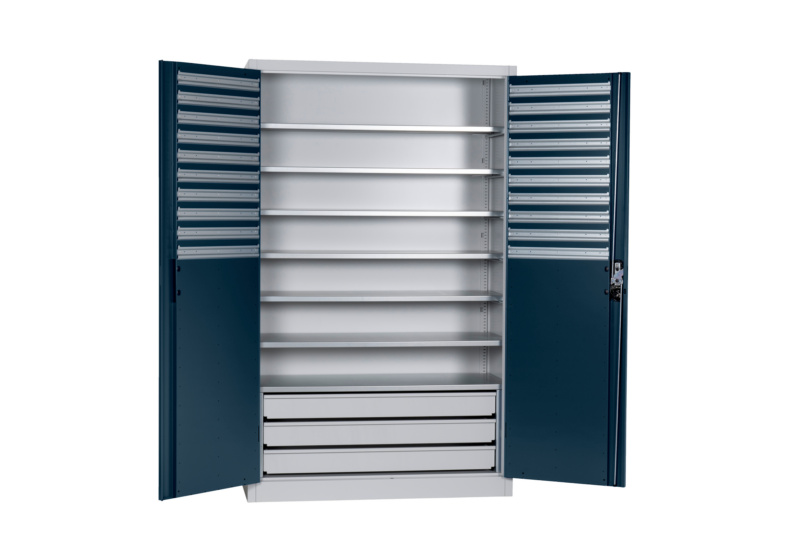 Flügeltürenschrank Tiefe 500 mm FLGTRSHRNK-LGRBOX-SLB-FB514S-RAL7016