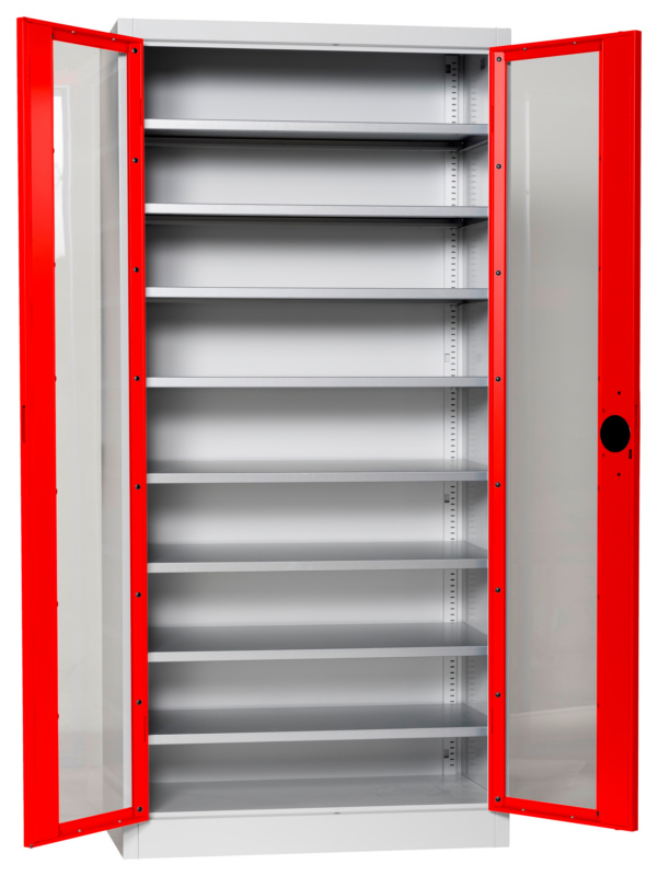 Flügeltürenschrank Tiefe 500 mm mit Sichtfenstertüren