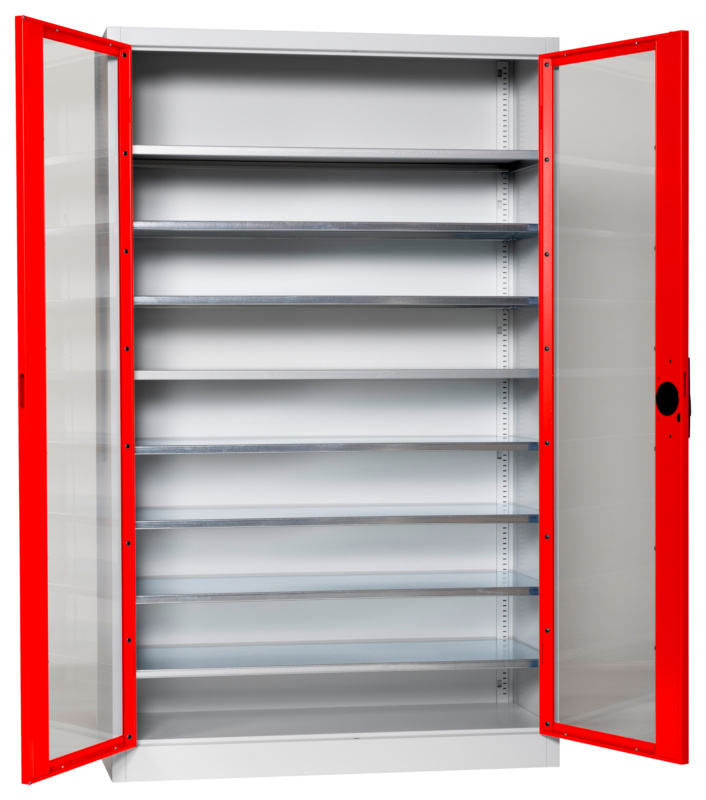 Flügeltürenschrank Tiefe 500 mm mit Sichtfenstertüren