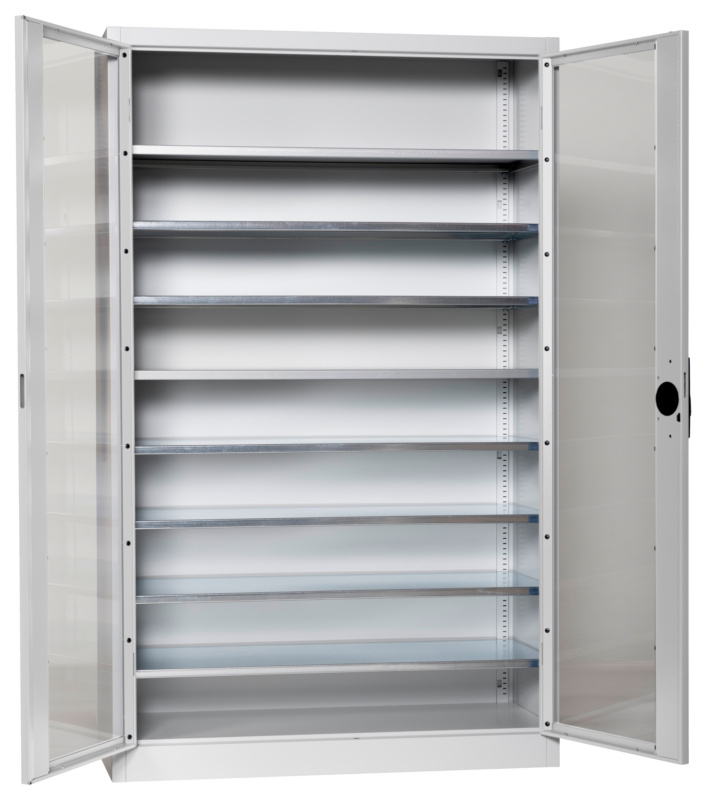 Flügeltürenschrank Tiefe 500 mm mit Sichtfenstertüren