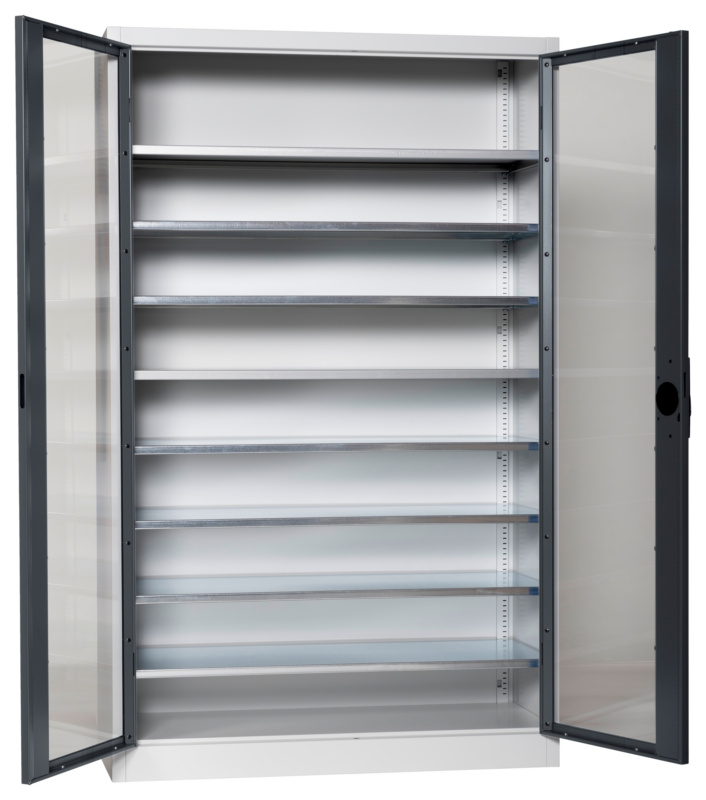 Flügeltürenschrank Tiefe 500 mm mit Sichtfenstertüren