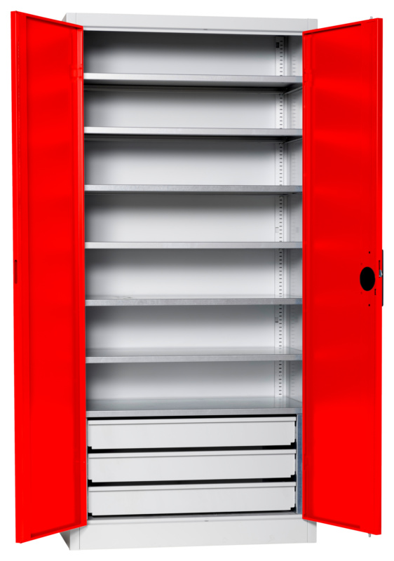 Flügeltürenschrank Tiefe 500 mm FLGTRSHRNK-VOLLBL-SLB-FB522S-RAL3020