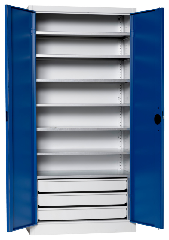 Flügeltürenschrank Tiefe 500 mm FLGTRSHRNK-VOLLBL-SLB-FB522S-RAL5010