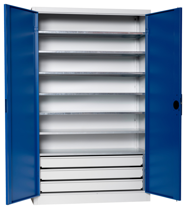 Flügeltürenschrank Tiefe 500 mm FLGTRSHRNK-VOLLBL-SLB-FB523S-RAL5010
