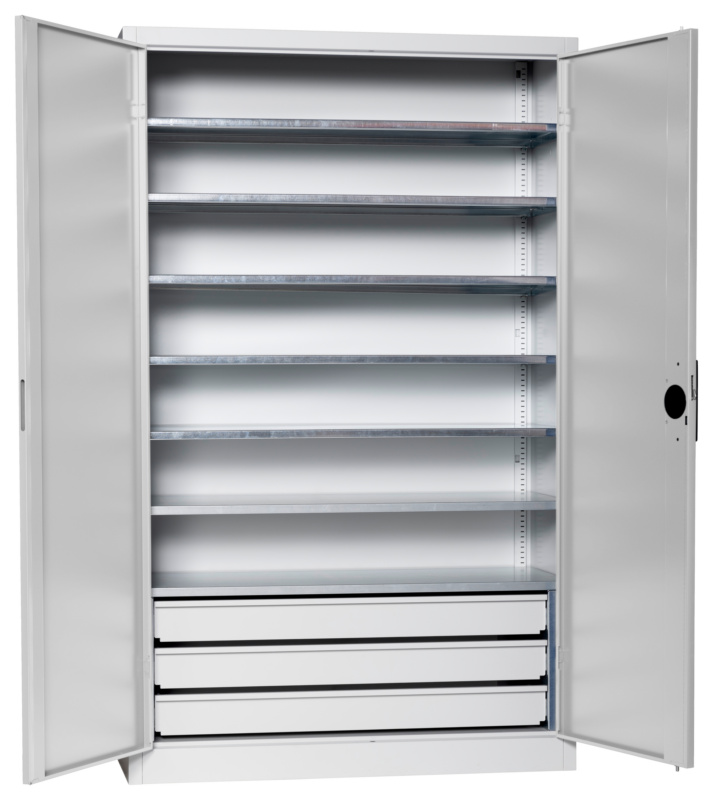 Flügeltürenschrank Tiefe 500 mm FLGTRSHRNK-VOLLBL-SLB-FB523S-RAL7035