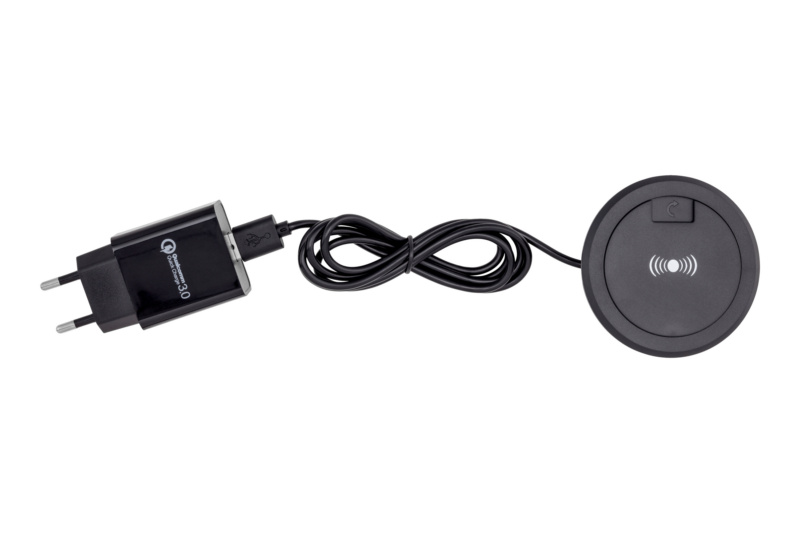 Induktive Ladestation 24V LADESTA-IND-SICHT-EINBAU-USB-60MM-SCHW
