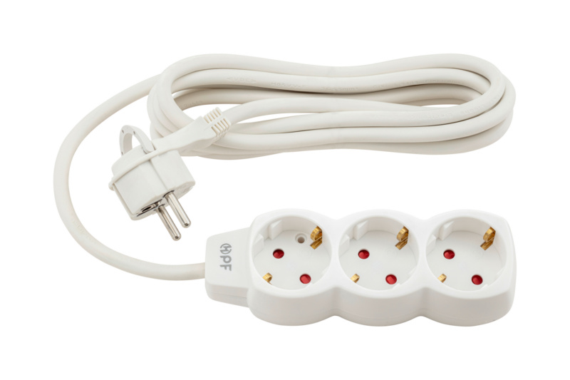 Verlängerungsleitung VERLLTG-3WEG-(H05W-F)-FLSTE-16A-230V-3M
