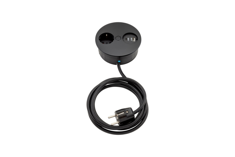 Einbausteckdose EST-8 STEDO-TI-EST8-1XSHTZKONT-2XUSB-SCHWARZ