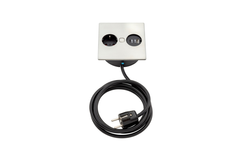 Einbausteckdose EST-9 STEDO-TI-EST9-1XSHTZKONT-2XUSB-EDSTF