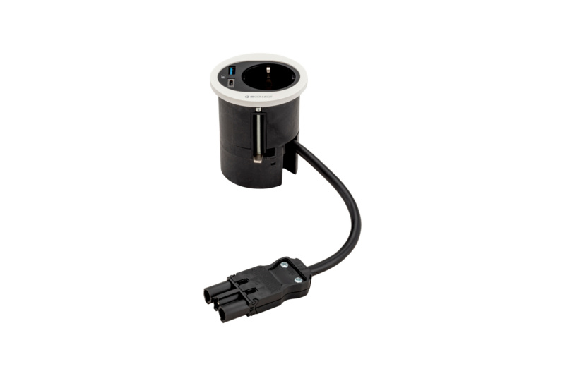 Einbausteckdose EST-11 STEDO-TI-EST11-1XSHTZKONT-2XUSB-WEISS