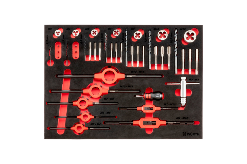Gewindeschneidwerkzeugsatz M3 - M12 HSS M3-M12 44-teilig im System-Koffer 8.4.1
