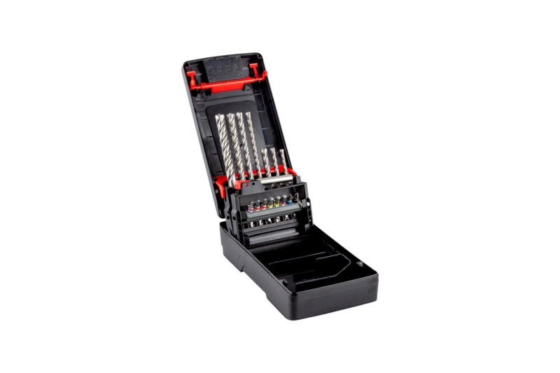 3-in-1-Sortiment mit Hammerbohrern Plus Quadro-L, Bits und Bithalter 16-tlg.