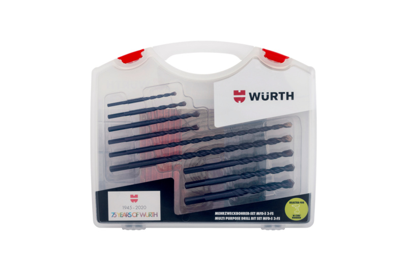 Mehrzweckbohrer Multipack MFD-S 3-Flächenschaft - 75 Jahre Würth 9-teilig