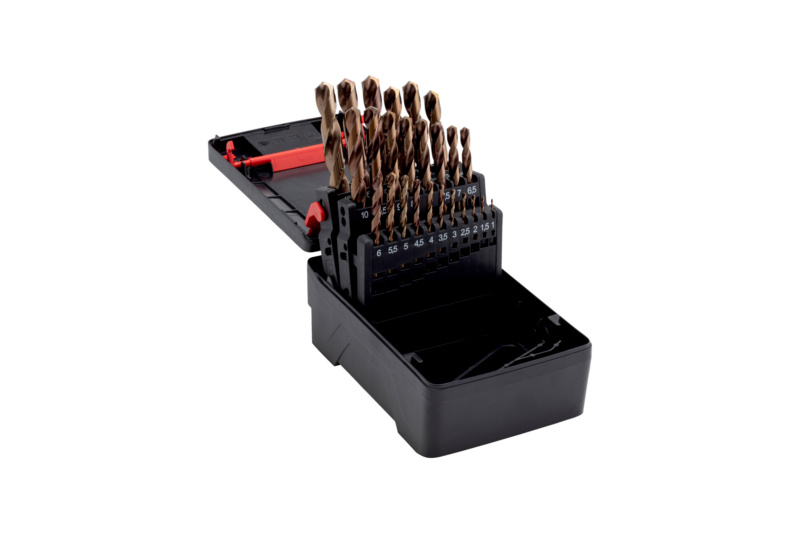 Spiralbohrer Sortiment HSCo DIN 338 Typ RN Bronze ausgespitzt 25-tlg.