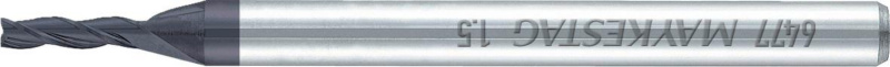 VHM-Mini Fräser, Dreischneider, mit verstärktem Schaft FRS-VHM-MINI-WN-TN-D1,5MM