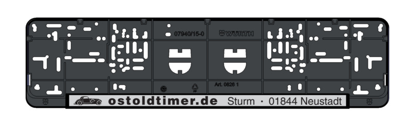 Kennzeichenbefestigung Classic komplett bedruckt 520 mm