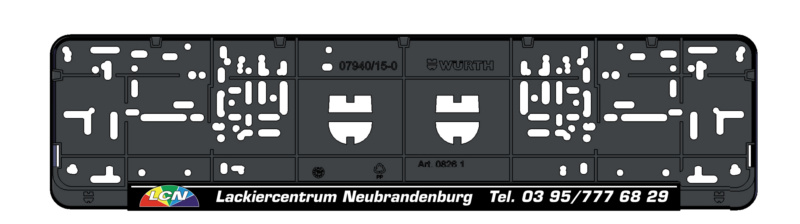 Kennzeichenbefestigung Classic komplett bedruckt 520 mm