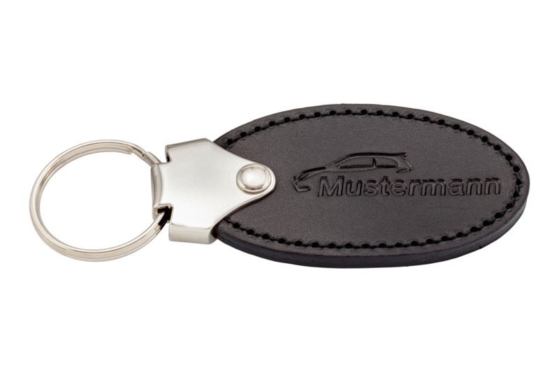 Schlüsselanhänger Oval SHSLANHAENG-BEDR-LEDER-OVAL-SCHW-1SEIT