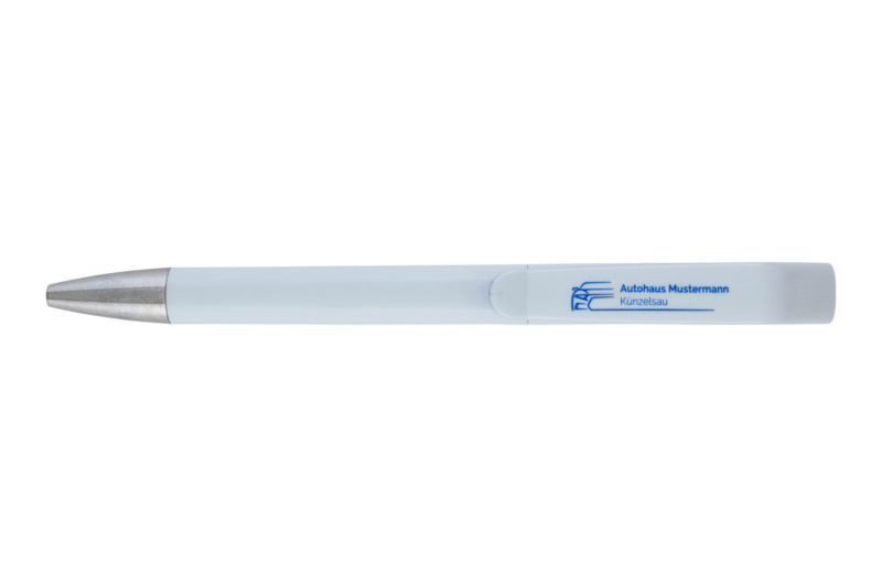 Kugelschreiber Capri bedruckt KULI-BEDR-CAPRI-WEISS-BLAU-1FARBIG