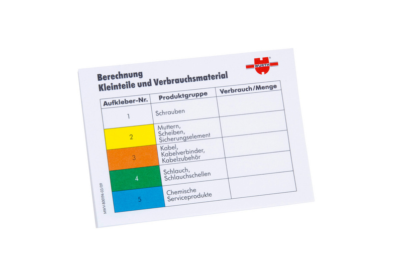 Weiterberechnung Kleinteile Block 100 Blatt