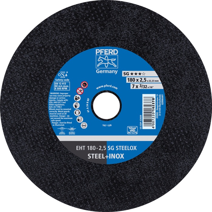 Trennscheibe SG STEELOX D180x2,5mm ger.INOX Bohr.22,23mm PFERD